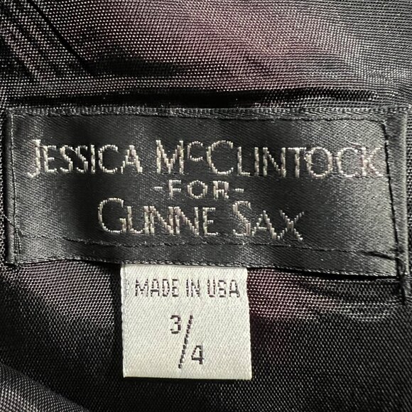 Vintage Jessica McClintock For Gunne Sax Size 3/4 Black A-Line Formal Maxi Skirt - Picture 4 of 15